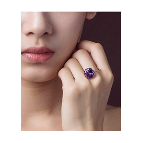 10.5ct Octagonal Amethyst Solitaire Engagement Ring 14K Rose Gold - Lord of Gem Rings