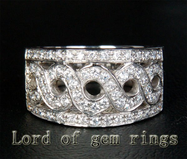 1.08ctw Pave-Set Diamond Criss Cross Wedding Band 14K White Gold - Lord of Gem Rings