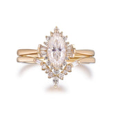 1.1ct Marquise Moissanite Engagement Contour Bridal Set 14K Yellow Gold - Lord of Gem Rings