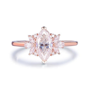 1.1ct Marquise Moissanite with Pear cut Moissanite accent Engagement Ring - Lord of Gem Rings