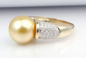 11mm South Sea Pearl .55CT Diamonds Engagement Ring - Lord of Gem Rings