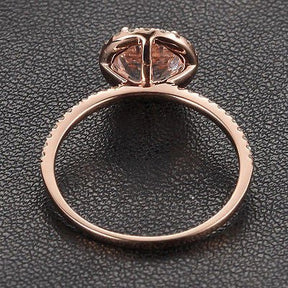 1.2ct Round Morganite Engagement Diamond Halo Accents 14K Rose Gold - Lord of Gem Rings