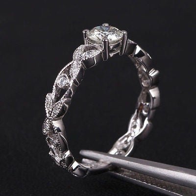 14K White Gold Antique Style Diamond Wedding Ring Engagement Ring (.75ct.tw.) - Lord of Gem Rings