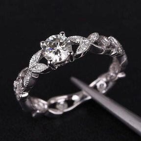 14K White Gold Antique Style Diamond Wedding Ring Engagement Ring (.75ct.tw.) - Lord of Gem Rings