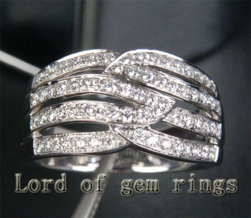 14K White Gold Diamond Wedding Ring Engagement Ring (.65 ct.tw.) - Lord of Gem Rings