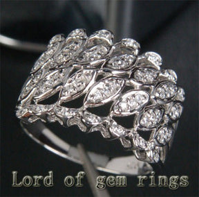 14K White Gold Double Row Marquise Pavé Diamond Wedding Ring Engagement Ring (.32ct.tw.) - Lord of Gem Rings