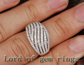 14K White Gold Pavé Diamond Wedding Ring Engagement Ring (.81ct.tw.) - Lord of Gem Rings