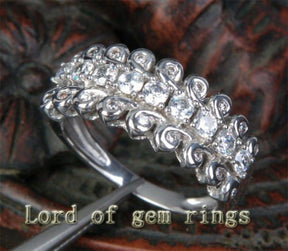 14K White Gold Triple Row Diamond Wedding Ring Engagement Ring(.72 ct.tw.) - Lord of Gem Rings