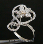 14K WHITE GOLD Unique Flower Pavé Diamond ENGAGEMENT Ring Wedding Ring (.52ct.tw.) - Lord of Gem Rings