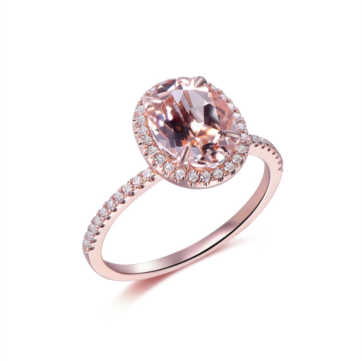 1.7ct Oval Morganite Engagement Ring Accents Diamond Halo - Lord of Gem Rings