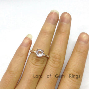 1ct Round Morganite Diamond Antique Art Deco Ring - Lord of Gem Rings