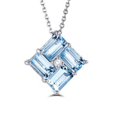 2.1ct Baguette Aquamarine Diamond Pendant 18k White Gold - Lord of Gem Rings