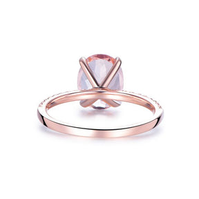 2.4ct Oval Morganite Diamond Ring 14K Rose Gold - Lord of Gem Rings