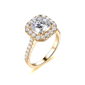 2.5ct Cushion Moissanite Engagement Halo Ring 14K Yellow Gold - Lord of Gem Rings