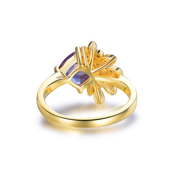 2ct Cushion Alexandrite Diamond Engagement Ring 14K Gold - Lord of Gem Rings