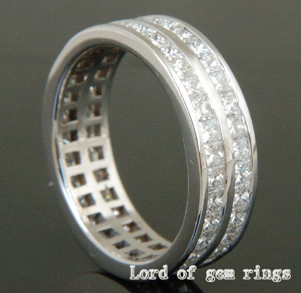 Princess Diamond Wedding Band Eternity Ring Anniversary Ring 14K White Gold
