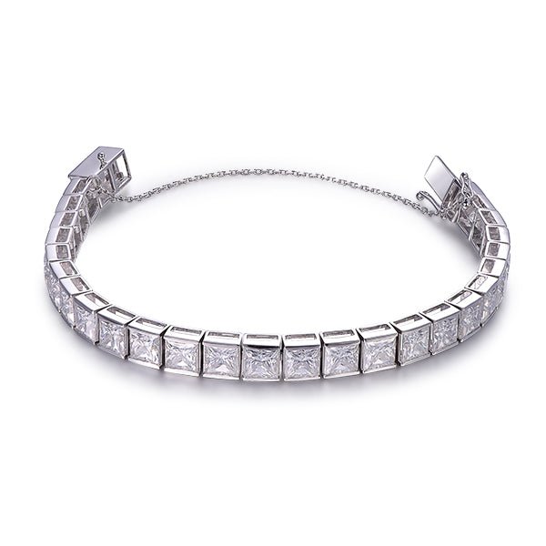 32.5ct Princess Moissanite Tennis Bracelet 14K White Gold - Lord of Gem Rings