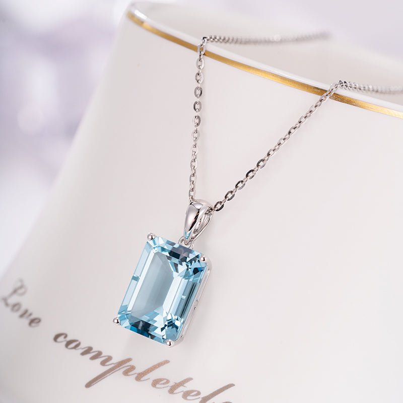 4A 3.41ct Aquamarine Pendant 18k White Gold - Lord of Gem Rings