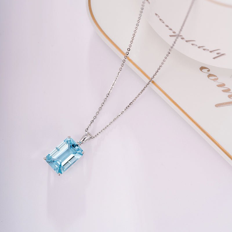 4A 3.41ct Aquamarine Pendant 18k White Gold - Lord of Gem Rings