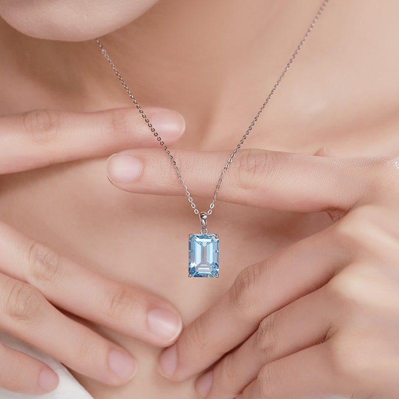 4A 3.41ct Aquamarine Pendant 18k White Gold - Lord of Gem Rings