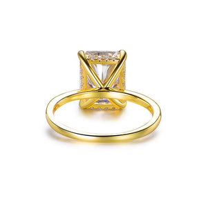 4ct Radiant Cut Moissanite Diamond Hidden Halo Engagement Ring 14K Yellow Gold - Lord of Gem Rings