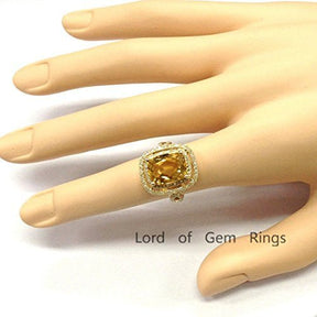 5.5ct Cushion Citrine Diamond Double Halo Infinity Ring - Lord of Gem Rings