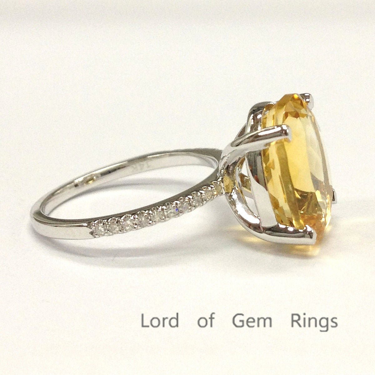 5ct Oval Citrine Diamond Accents Engagement Ring - Lord of Gem Rings