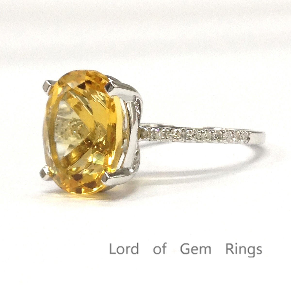5ct Oval Citrine Diamond Accents Engagement Ring - Lord of Gem Rings