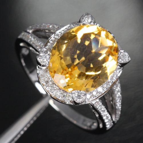 7ct Oval Citrine Diamond Prong Split Shank Engagement Ring 14K Gold - Lord of Gem Rings