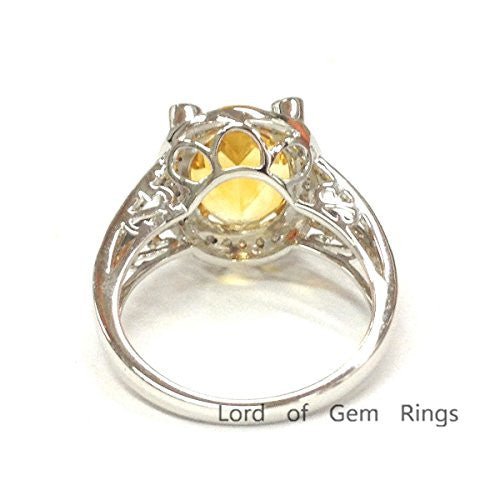 7ct Oval Citrine Diamond Prong Split Shank Engagement Ring 14K Gold - Lord of Gem Rings
