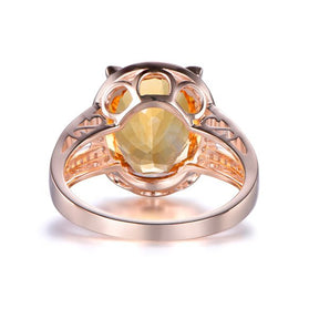 7ct Oval Citrine Diamond Prong Split Shank Engagement Ring 14K Gold - Lord of Gem Rings