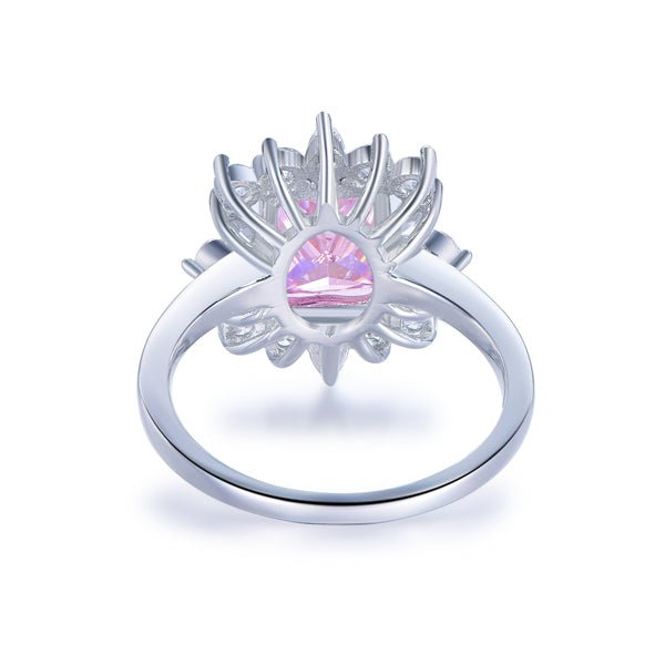 7x9mm Radiant Cut Pink Moissanite Engagement Ring 14K White Gold - Lord of Gem Rings