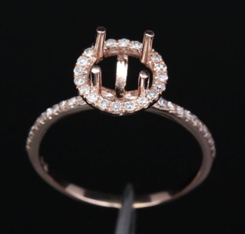 8mm Diamond Engagement Semi Mount Ring 14k rose gold Setting - Lord of Gem Rings