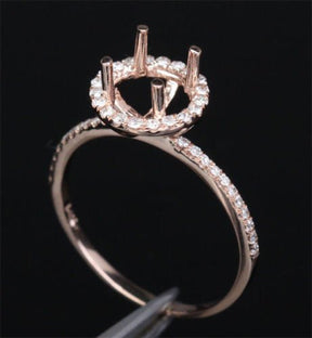 8mm Diamond Engagement Semi Mount Ring 14k rose gold Setting - Lord of Gem Rings