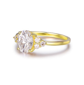 Vintage 7x9mm Oval Moissanite Diamond Engagement Ring 14K Gold