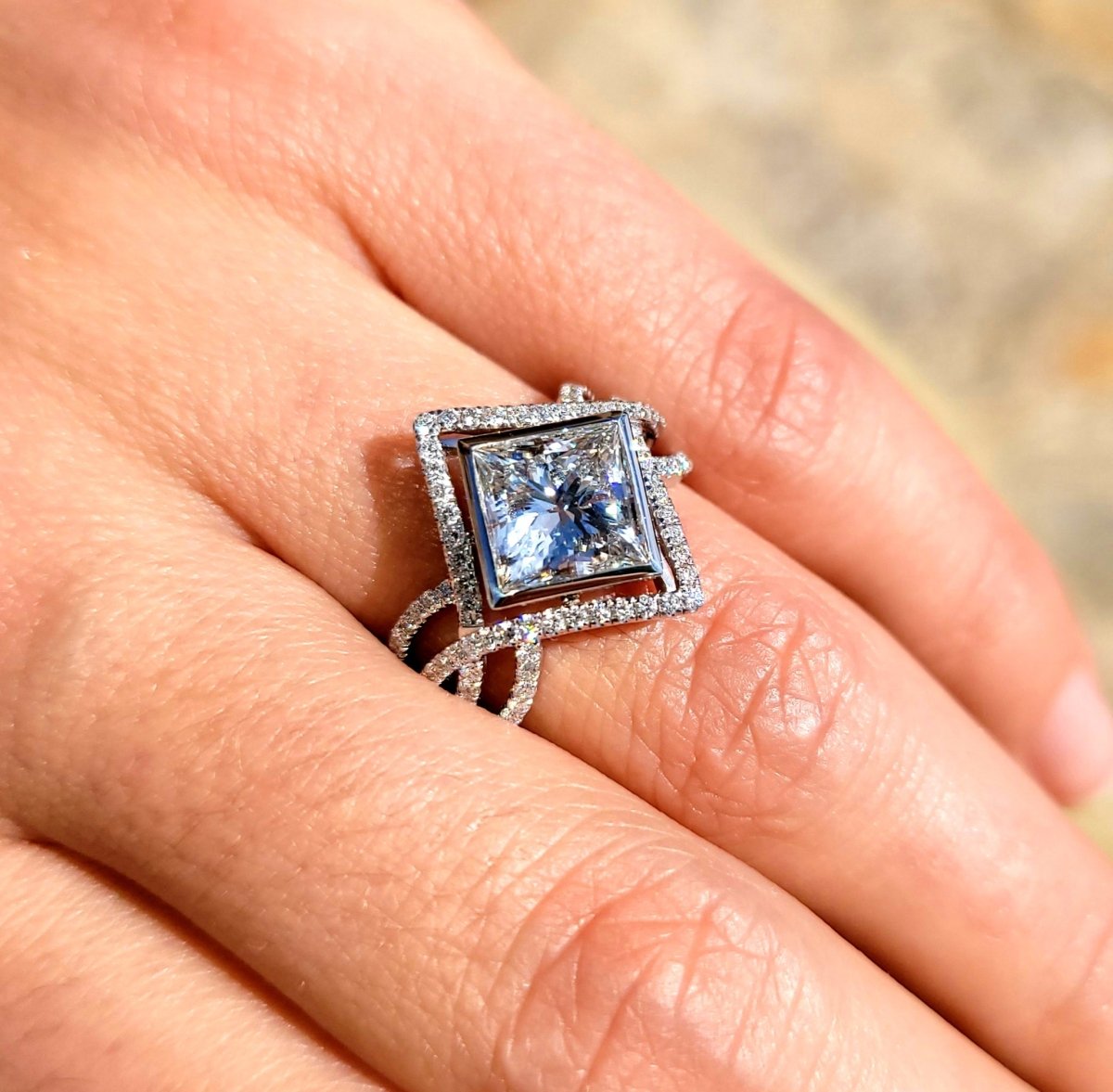 Adam-Princess Diamond Semi Mount Engagement Ring Split Shank 14K White Gold - Lord of Gem Rings