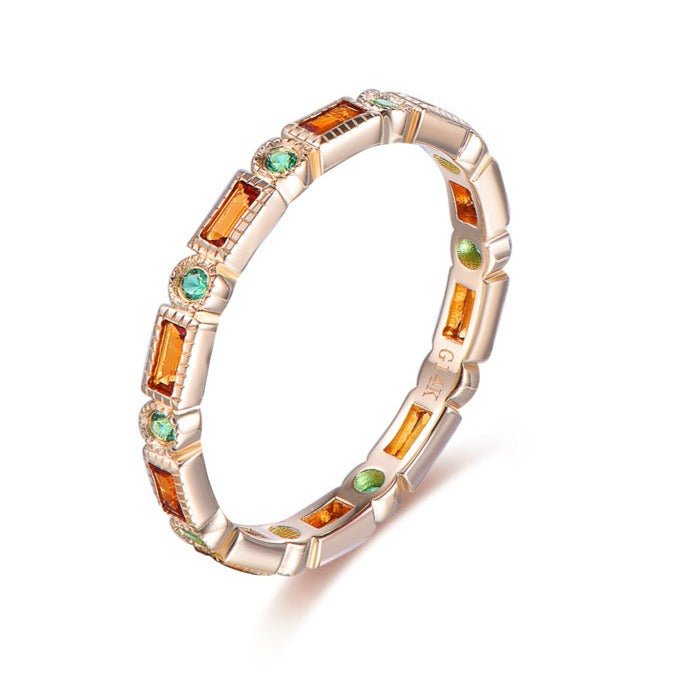 Antique Art Deco Baguette Citrine Emerald May November Birthstone