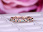 Art Deco Alexandrite Milgrain Marquise and Dot June Birthstone Band - Lord of Gem Rings
