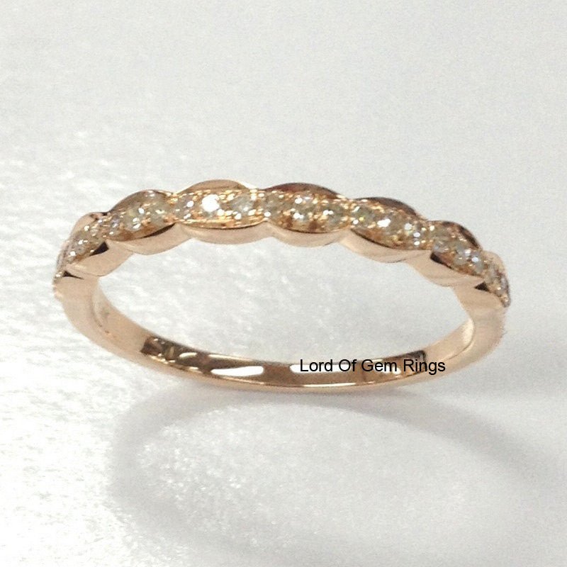 Art Deco Antique Diamond Half Eternity Wedding Band Anniversary Ring