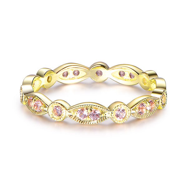Art Deco Pavé - Set Pink Morganite Milgrain Eternity Band - Lord of Gem Rings