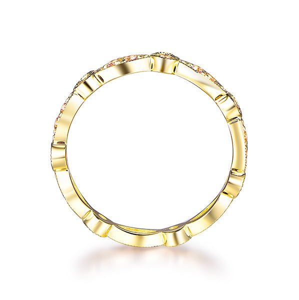 Art Deco Pavé - Set Pink Morganite Milgrain Eternity Band - Lord of Gem Rings