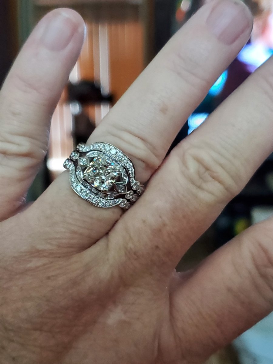 Audrey - Diamond Floral Semi Mount Ring Bridal Set in 14K White Gold - Lord of Gem Rings