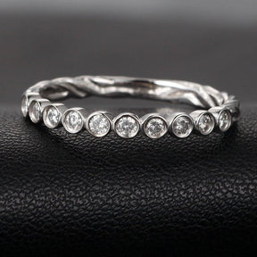 Bezel-Set Diamond Hand Crafted Twig Wedding Band - Lord of Gem Rings