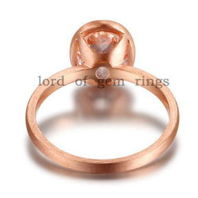 Bezel-Set Oval Morganite Solitaire Ring 14K Rose Gold - Lord of Gem Rings
