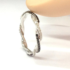 Black and White Diamond Twisted Eternity Ring 14K Gold - Lord of Gem Rings