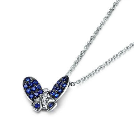 Butterfly Blue Sapphire Pendant 18k Gold - Lord of Gem Rings