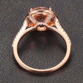 Cathedral Round Morganite Ring Diamond Halo With Hidden Accents - Lord of Gem Rings