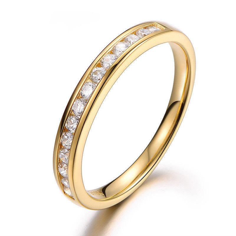 Channel-Set Diamond Half Eternity Wedding Band Anniversary Ring