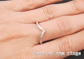 Chevron Diamond Wedding Band Half Eternity Ring - Lord of Gem Rings