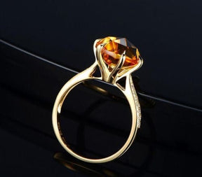Citrine Diamond Engagement Ring 18k Yellow Gold - Lord of Gem Rings
